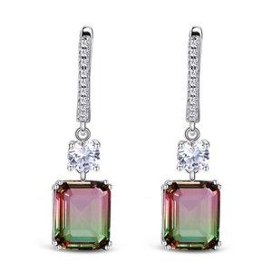 NWT Jeulia Classic Emerald Cut Sterling Silver Watermelon Earrings
